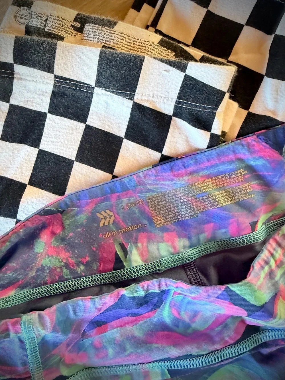 WONDER NATION | L 10/12 | Black White Checkered Cotton Leggings + Skirt Lot